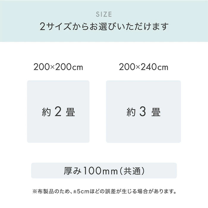 [2畳] もはや、布団。超極厚100mm 洗える カバーリングラグ 高反発 カバー付き 絨毯 防音 抗菌 防臭 防ダニ おしゃれ〔43310059〕