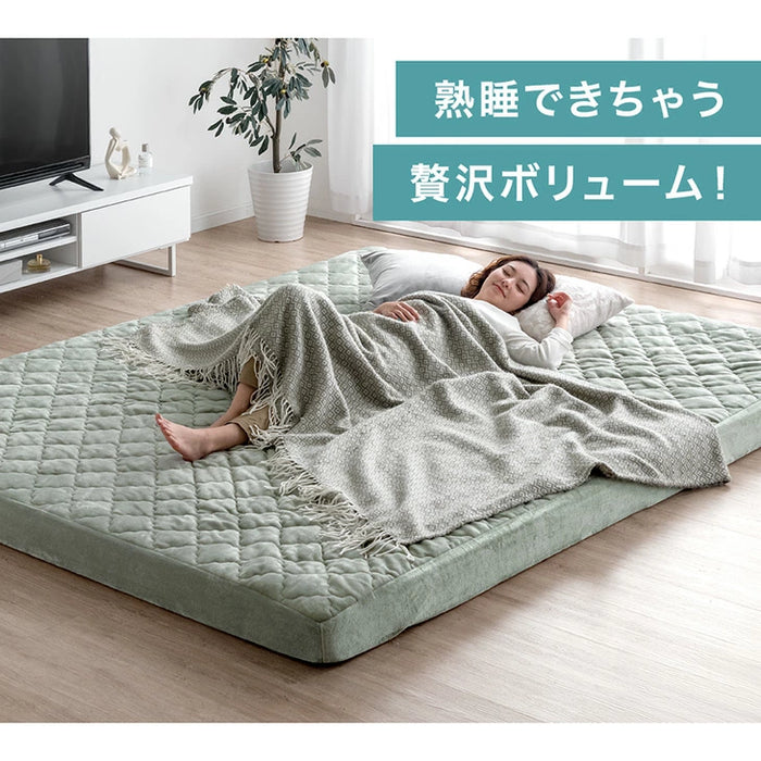 [2畳] もはや、布団。超極厚100mm 洗える カバーリングラグ 高反発 カバー付き 絨毯 防音 抗菌 防臭 防ダニ おしゃれ〔43310059〕