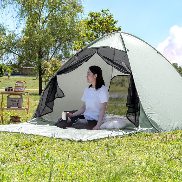 めざましテレビで紹介》サンシェード付 ポップアップテント 超ワイド