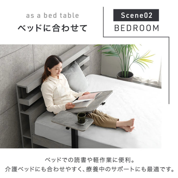 【新発売記念プライス】角度調整OK 無段階 昇降 サイドテーブル キャスター付き 幅70 高さ調節 傾斜 コンパクト ソファテーブル ソファデスク パソコンデスク 〔45400151〕