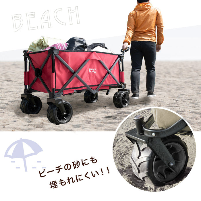 ［100L］キャリーカート ノーパンクタイヤ 折りたたみ ストッパー付き 耐荷重150kg〔45600000〕