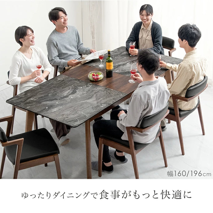 ［幅160/196］ダイニングテーブル 単品 伸縮式 大理石調 4人掛け おしゃれ 伸長テーブル 伸長【テーブルのみ搬入設置込み】【超大型商品】〔00100190〕