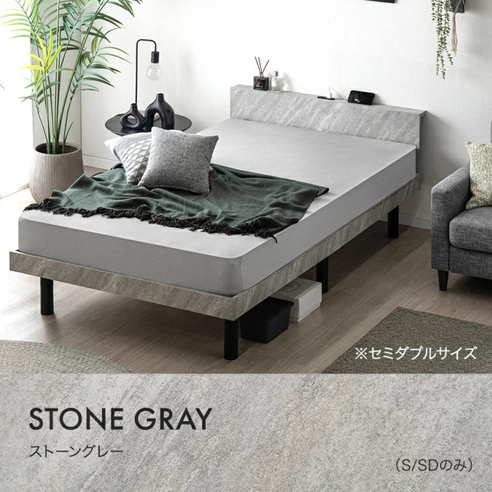 ［シングル］RENEW 宮棚付きベッド 高さ調節OK 2口コンセント付 ベッドフレーム すのこベッド おしゃれ〔49600140〕