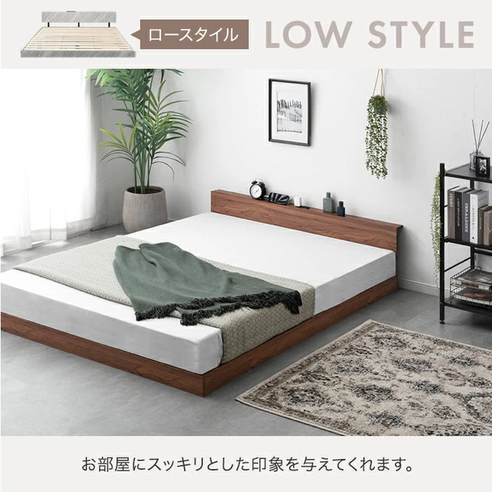 ［シングル］RENEW 宮棚付きベッド 高さ調節OK 2口コンセント付 ベッドフレーム すのこベッド おしゃれ〔49600140〕