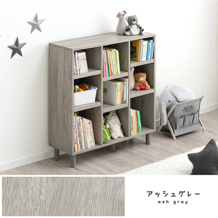 幅90 絵本棚 3段 高さ19段階 おもちゃ収納 木製 収納ラック キッズラック 本棚 ラック〔49600271〕