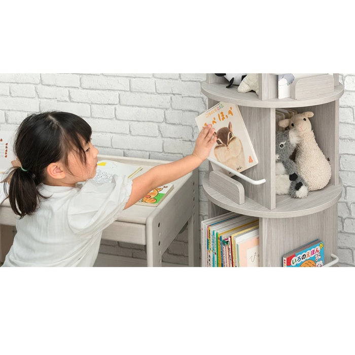 回転 絵本棚  4段 飾り棚 絵本ラック キッズラック 大容量 省スペース 子供部屋 リビング おしゃれ 〔49600274〕