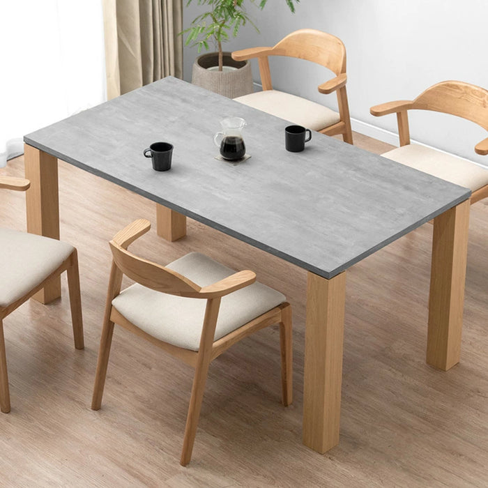 [幅150] 石目調 ダイニングテーブル 単品 ボールドレッグ 4人掛け 長方形 コンクリート調 角脚 モダン おしゃれ シンプル【超大型商品】〔49600285〕