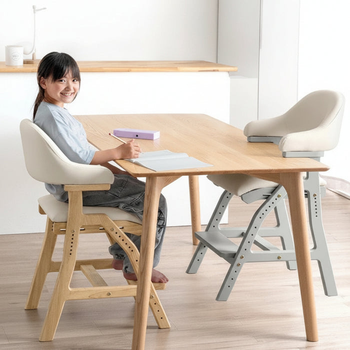 お掃除ロボット対応 現役ママが考えた 学習チェア 天然木 座面スライド 高さ調節 ハンギング チェア キッズチェア 椅子 クッション 足置き 木製〔49600290〕