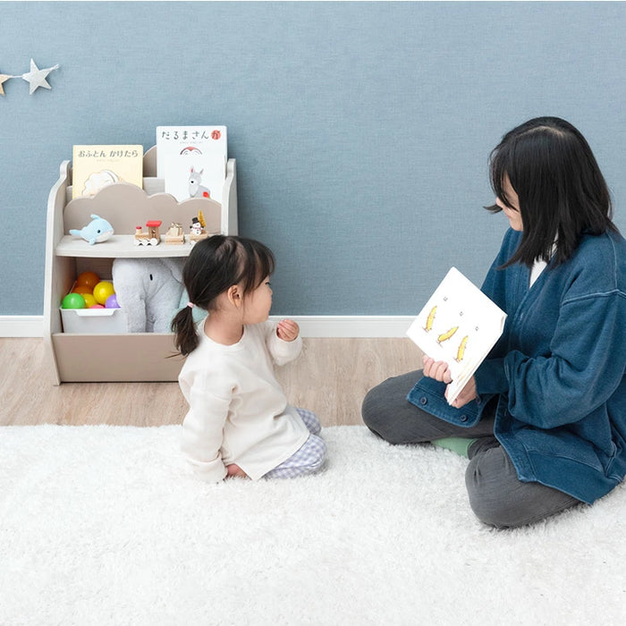 ［幅45cm］絵本ラック  ディスプレイ 収納 2段 木製  ロータイプ おもちゃラック コンパクト おしゃれ プレゼント〔49600300〕