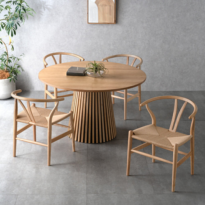 幅120cm］円形ダイニングテーブル 単品 4人掛け 木製 格子脚 北欧