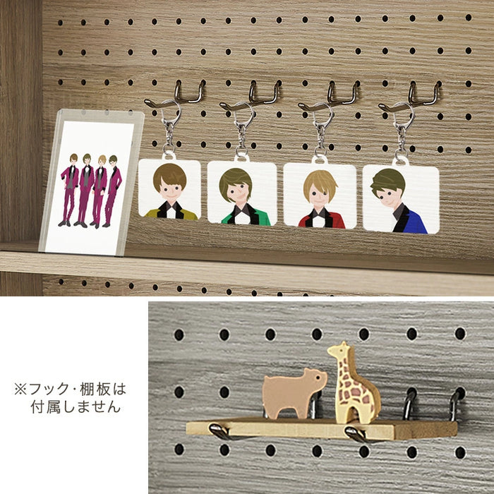 【新発売記念プライス】［単品］コミックラック 4段 パンチング&カードスタンド付 有孔ボード 木製 大容量 本棚 カラーボックス〔49600332〕