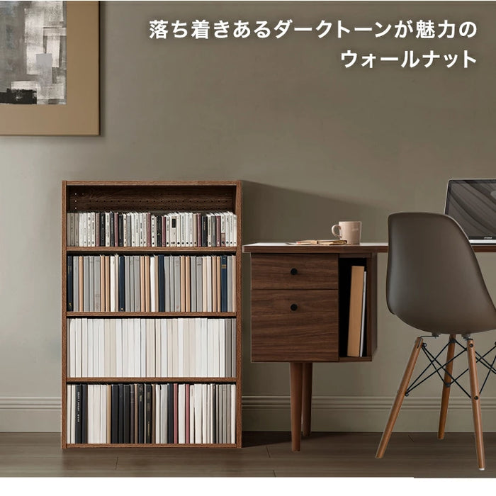 【新発売記念プライス】［単品］コミックラック 4段 パンチング&カードスタンド付 有孔ボード 木製 大容量 本棚 カラーボックス〔49600332〕