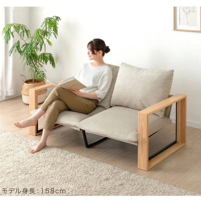 ソファ 肘付き 天然木フレーム お掃除ロボ対応 圧縮 ファブリック生地 ポケットコイル座面 北欧〔49600367〕