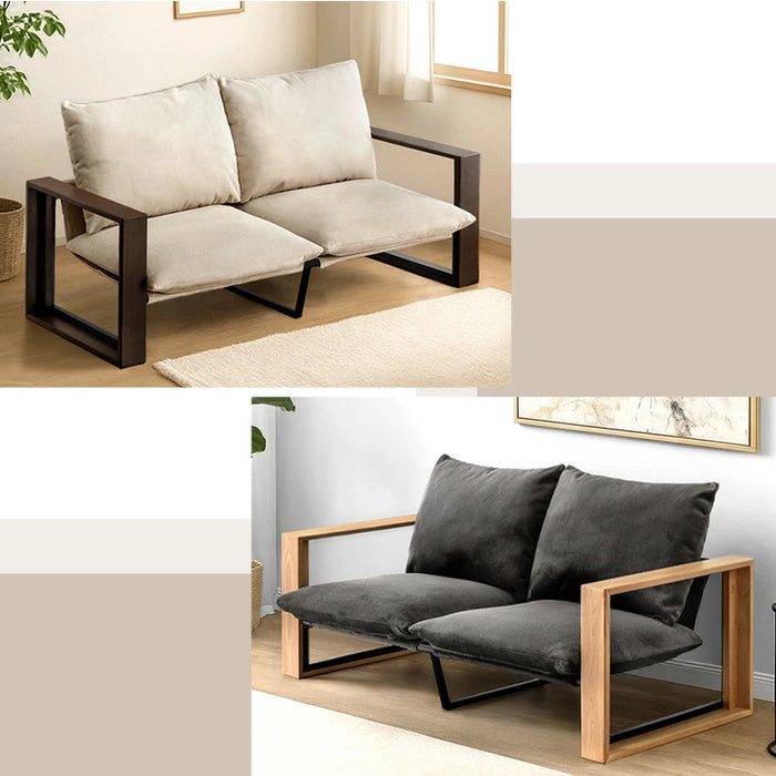 ソファ 肘付き 天然木フレーム お掃除ロボ対応 圧縮 ファブリック生地 ポケットコイル座面 北欧〔49600367〕