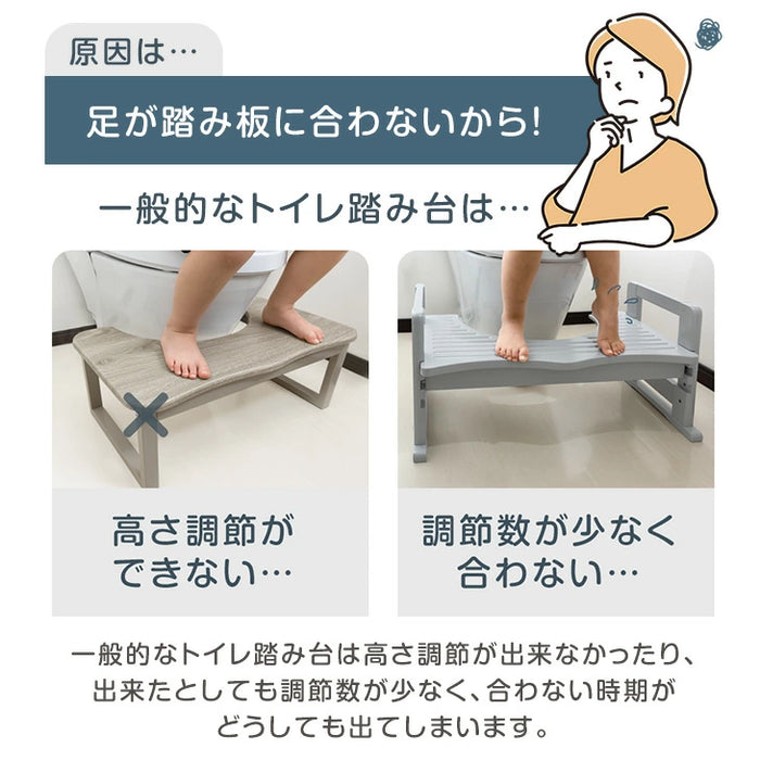 【新発売記念プライス】2way トイレ 踏み台 高さ調節 6段階 幅広63cm 子供用 トイレトレーニング 〔49600374〕