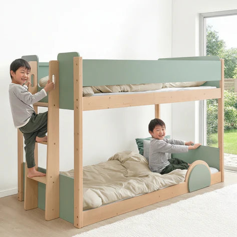 二段ベッド 低ホル 天然木 キッズベッド システムベッド 子供ベッド 子供部屋 おしゃれ【玄関渡し】【超大型商品】〔49600380〕