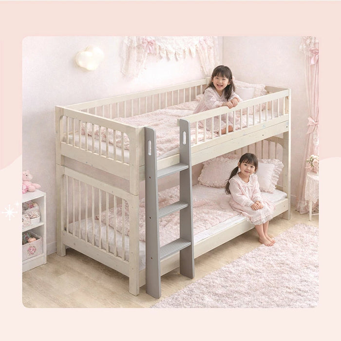 【新発売記念プライス】天然木 二段ベッド 高さ3段階調整 分離 左右組み替えOK ロータイプ140cm【搬入設置込み】【超大型商品】〔99900163〕