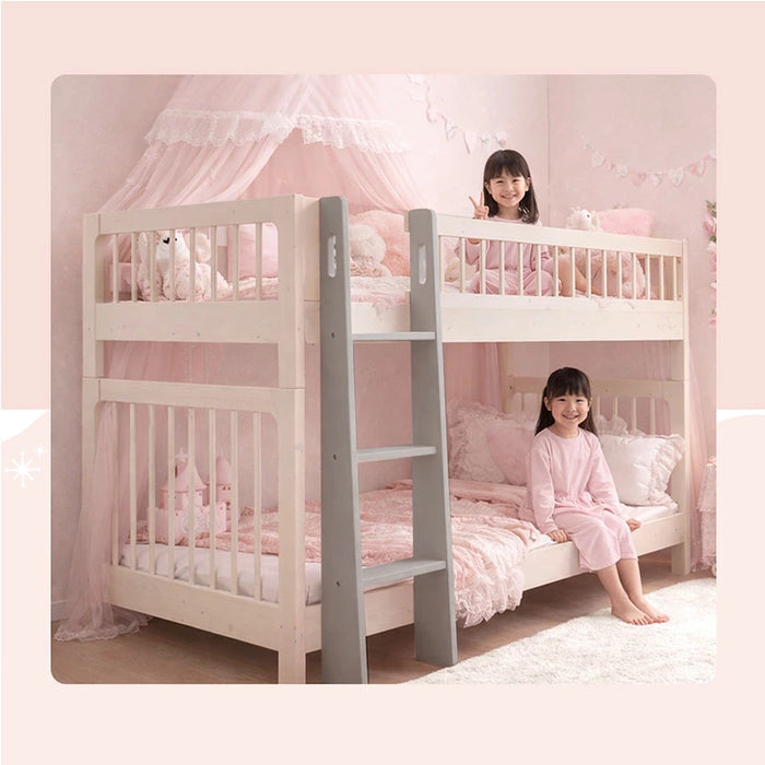 【新発売記念プライス】天然木 二段ベッド 高さ3段階調整 分離 左右組み替えOK ロータイプ140cm【超大型商品】〔49600381〕