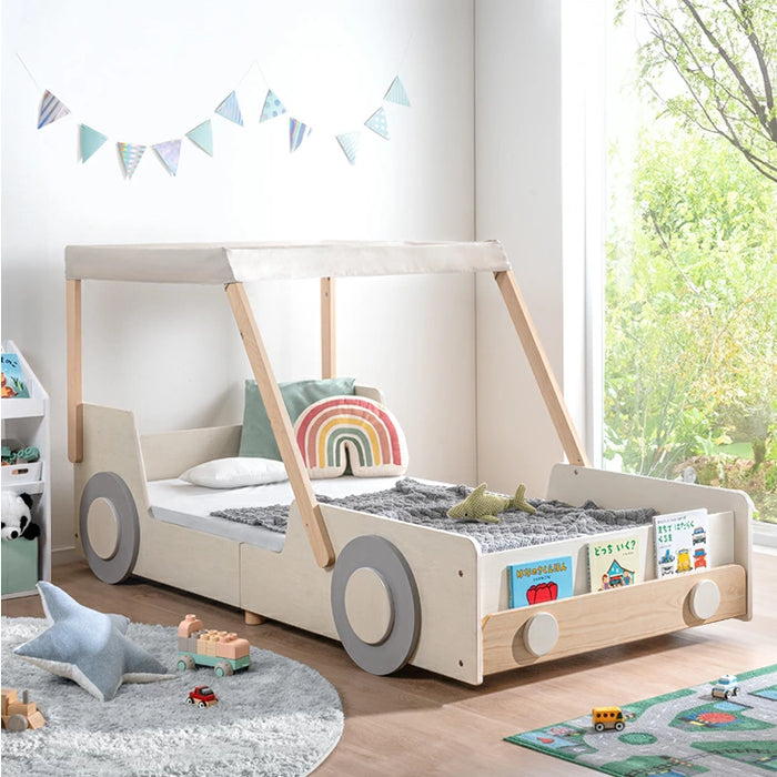 美品●子供ベッドセット 秘密基地になる キッズベッド 車型 木製 シングル 子供ベッド 子供部屋