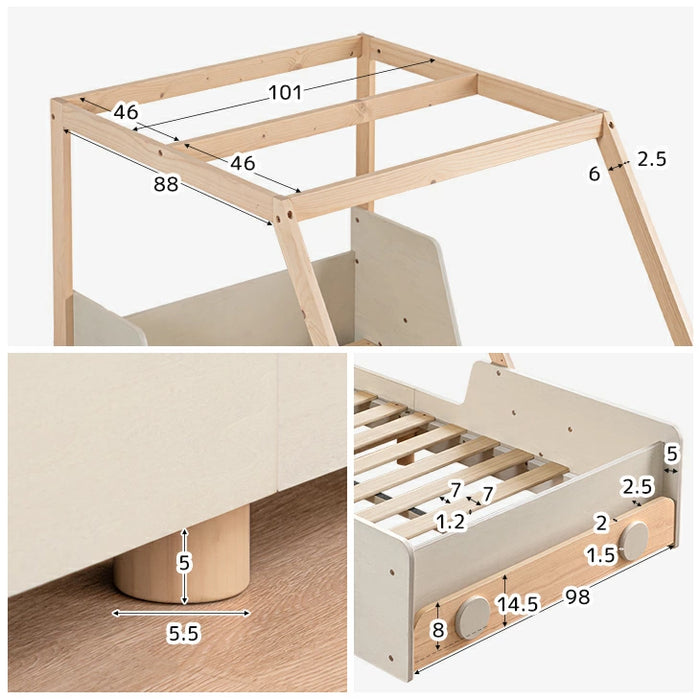【新発売記念プライス】秘密基地になる キッズベッド 車型 木製 シングル 子供ベッド 子供部屋 おしゃれ HIDE-A CAR〔49600382〕