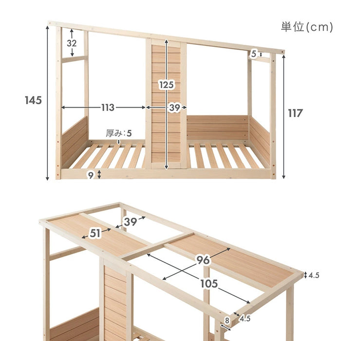 【新発売記念プライス】 コテージ型 キッズベッド 木製 シングル 子供ベッド 子供部屋 おしゃれ HIDE-A COTTAGE【超大型商品】〔49600383〕