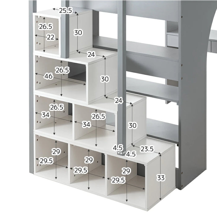 【新発売記念プライス】ロフトベッド シングル 木製 階段 収納 デスク 学習机 システムベッドHIDE-A ARCH 【超大型商品】〔49600384〕
