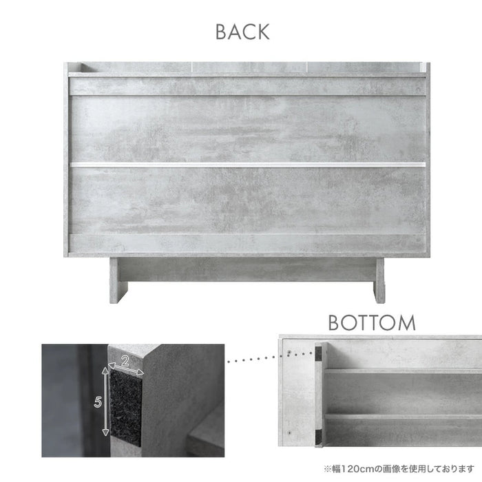 【新発売記念プライス】［幅120］  サイドボード 石目調 扉付き 両開き 北欧 キャビネット〔49600393〕