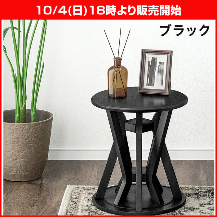 ★18時～販売開始★【アウトレット半額!! キャンセル戻り品】サイドテーブルになる スツール 2脚セット 天然木 スタッキング円形 北欧 ブラック (4960040202out・out3188)