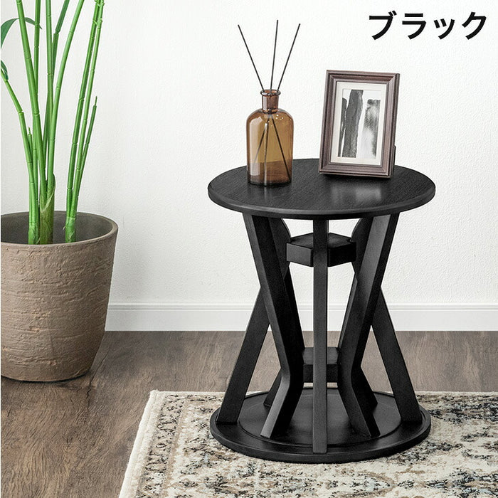 ★18時～販売開始★【アウトレット半額!! キャンセル戻り品】サイドテーブルになる スツール 2脚セット 天然木 スタッキング円形 北欧 ブラック (4960040202out・out3188)