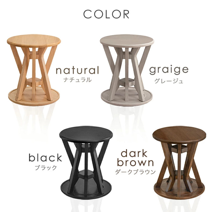 【新発売記念プライス】サイドテーブルになる スツール 2脚セット 天然木 スタッキング円形 北欧〔49600402〕