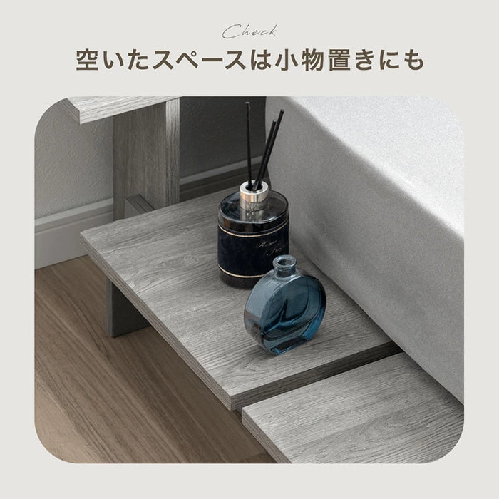 【新発売記念プライス】［ダブル］ディスプレイを愉しむ。ステージベッド 宮棚付き ベッドフレーム 単品 木製〔49600403〕