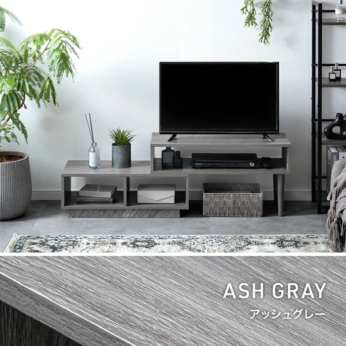 【新発売記念プライス】［幅75-138］伸縮テレビ台 コーナー 収納 ロータイプ 収納棚 引き出し コンパクト 木製 32型 〔49600424〕