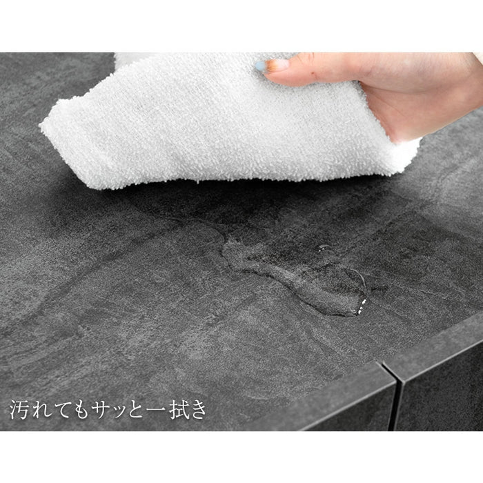 【新発売記念プライス】［幅90］ サイドボード 石目調 扉付き 両開き 北欧 キャビネット〔49600429〕