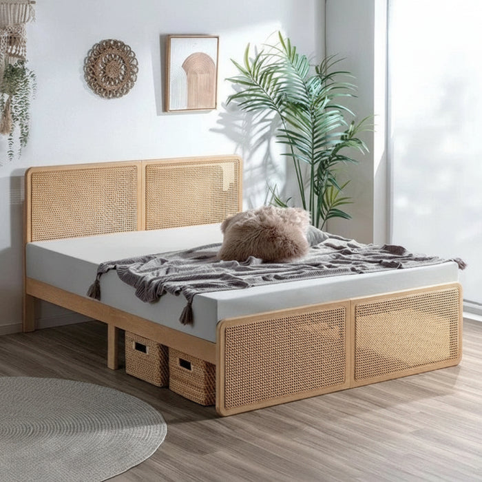 新発売記念プライス】［ダブル］ラタン調 ベッドフレーム ベッド