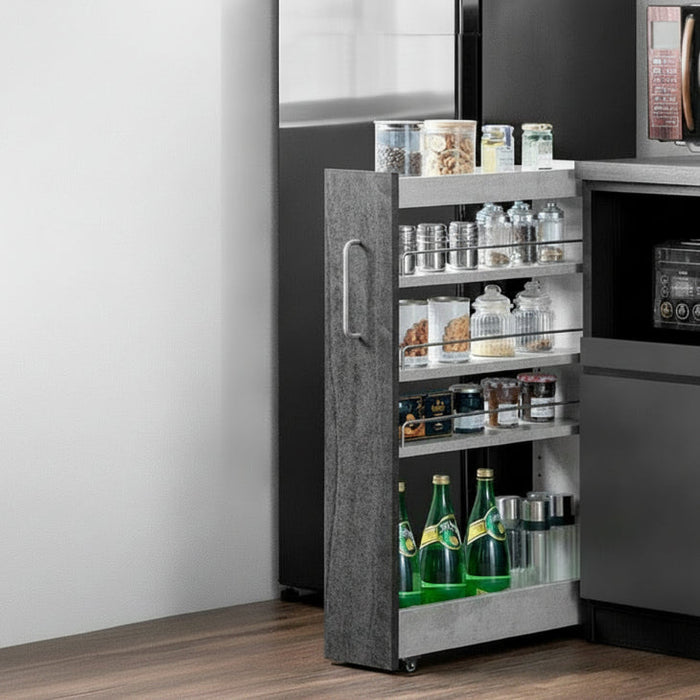 ［幅10cm］リバーシブル 隙間収納 ロータイプ キッチンラック スライド式 可動棚〔49600458〕