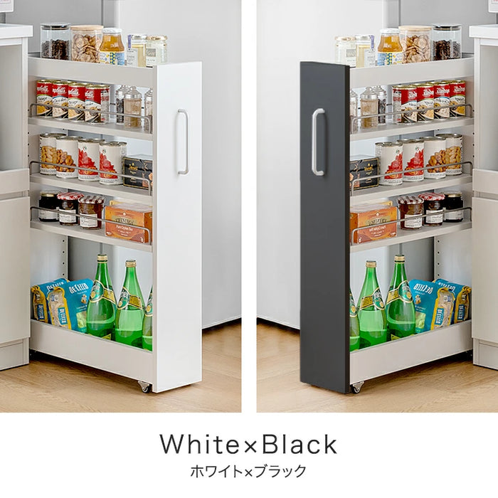 【新発売記念プライス】［幅16cm］リバーシブル 隙間収納 ロータイプ キッチンラック スライド式 可動棚〔49600461〕