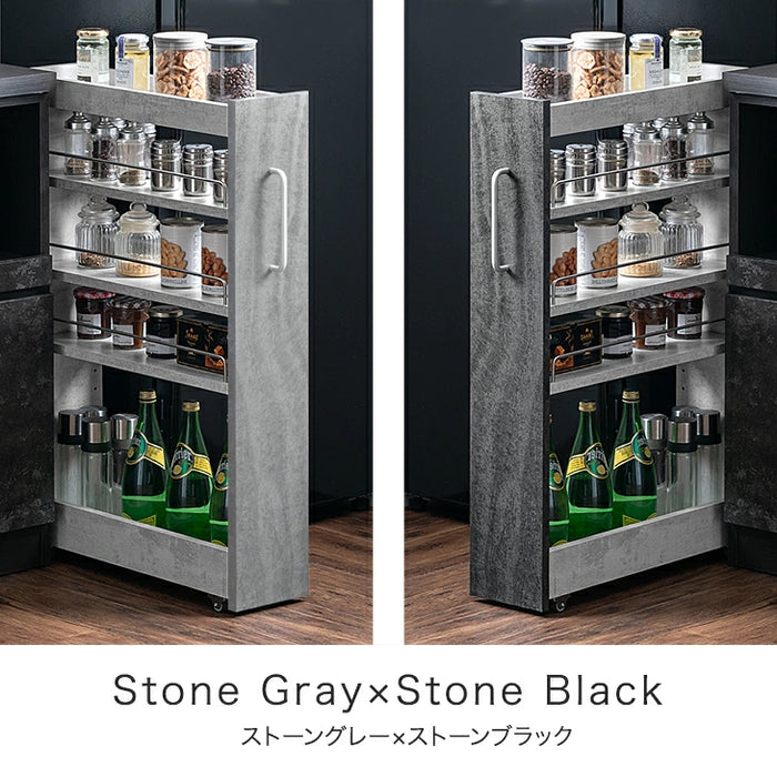 【新発売記念プライス】［幅16cm］リバーシブル 隙間収納 ロータイプ キッチンラック スライド式 可動棚〔49600461〕