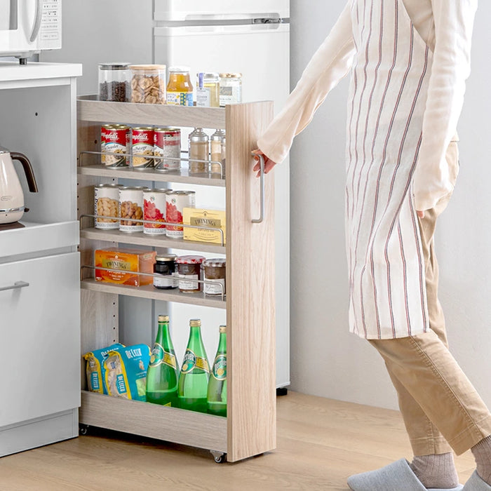 【新発売記念プライス】［幅16cm］リバーシブル 隙間収納 ロータイプ キッチンラック スライド式 可動棚〔49600461〕