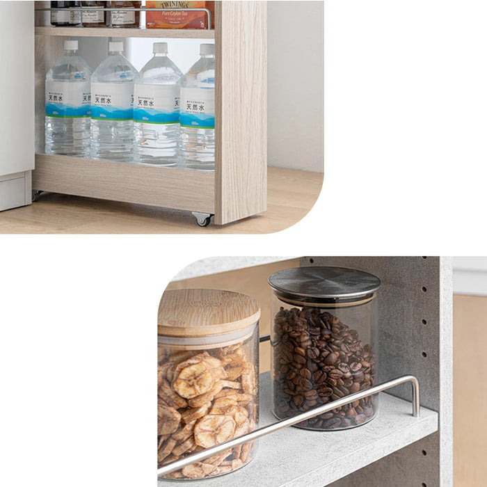 【新発売記念プライス】［幅16cm］リバーシブル 隙間収納 ロータイプ キッチンラック スライド式 可動棚〔49600461〕