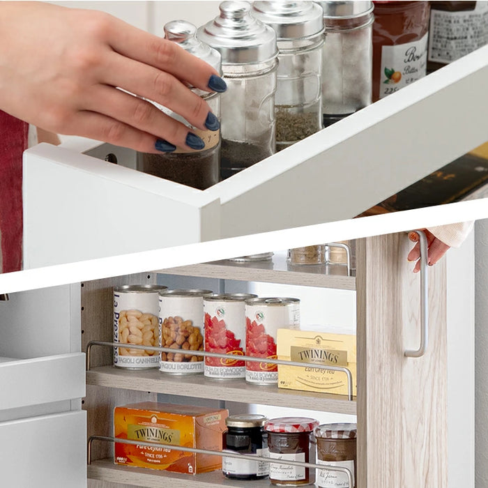 【新発売記念プライス】［幅16cm］リバーシブル 隙間収納 ロータイプ キッチンラック スライド式 可動棚〔49600461〕