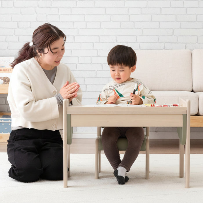 ［通常タイプ］現役ママが考えた キッズデスク チェアセット 高さ調整 引出し付 タブレットスタンド 木製 勉強机〔49600907〕