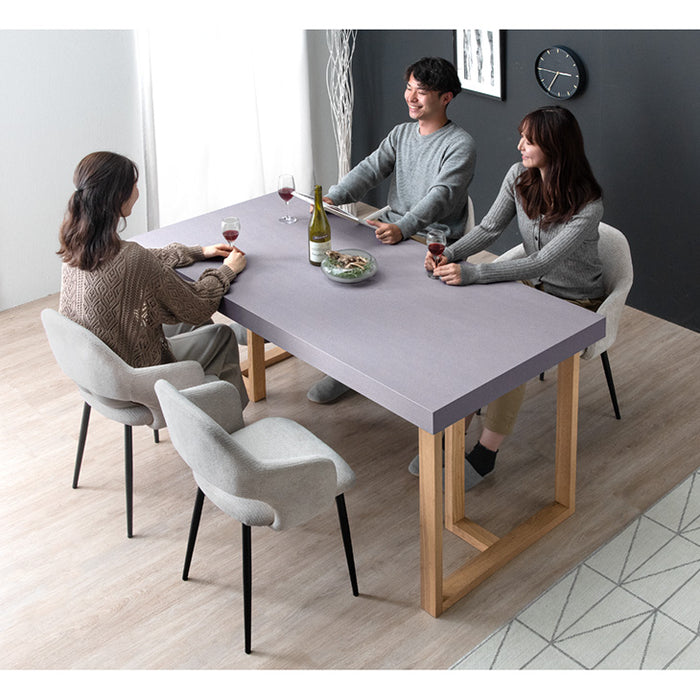[幅160cm] モルタル調 ダイニングテーブル 単品 4人掛け 天然木 長方形【超大型商品】〔49600245〕