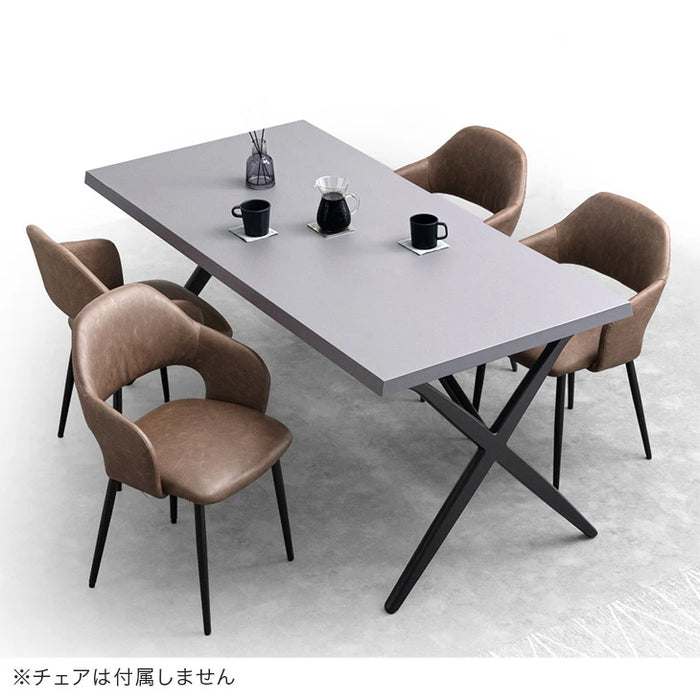 [幅160] モルタル調 ダイニングテーブル 単品 クロスレッグ 4人掛け 長方形 黒脚 天然木脚 おしゃれ 北欧【超大型商品】〔49690245〕