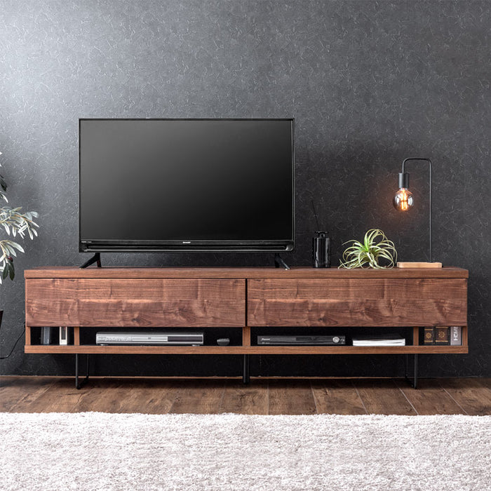 [幅180] 電源タップ&背面収納付 テレビ台 大川家具 完成品 ローボード 脚付き 木製 引き出し【超大型商品】〔17100037〕