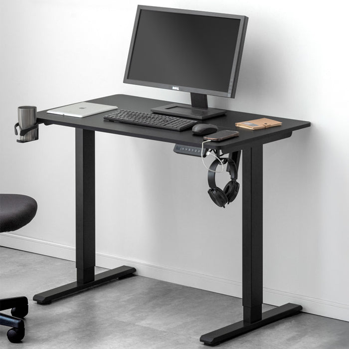 ［幅100］電動昇降デスク 無段階昇降 USBポート付 メモリ機能 静音設計 衝突感知センサー 耐荷重80kg 昇降デスク〔45400146〕