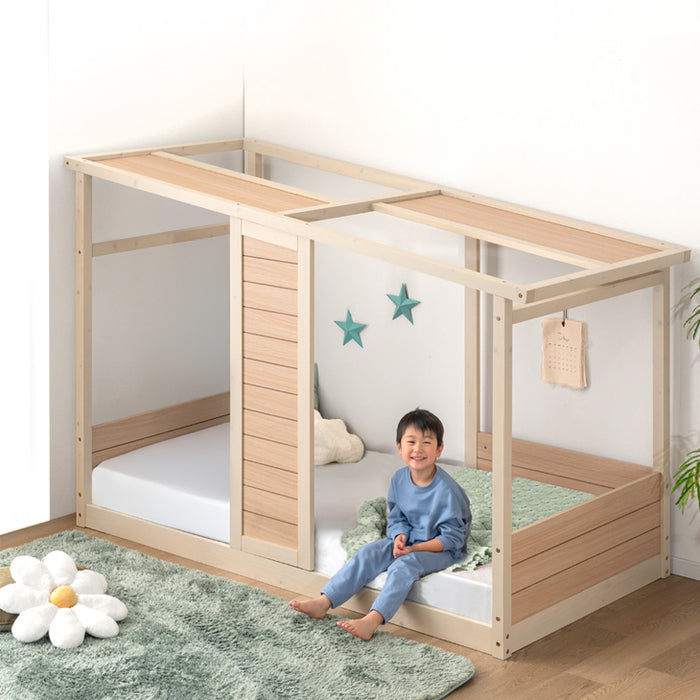 【新発売記念プライス】 コテージ型 キッズベッド 木製 シングル 子供ベッド 子供部屋 おしゃれ HIDE-A COTTAGE【超大型商品】〔49600383〕