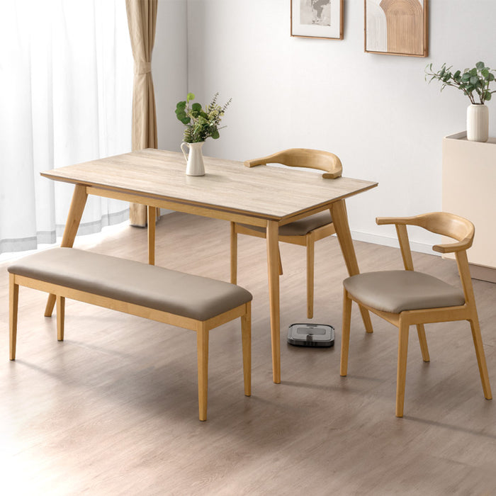 ［幅150cm］セラミック ダイニングテーブルセット お掃除ロボット対応 ダイニングチェア ベンチ【玄関渡し】【超大型商品】〔99900144〕