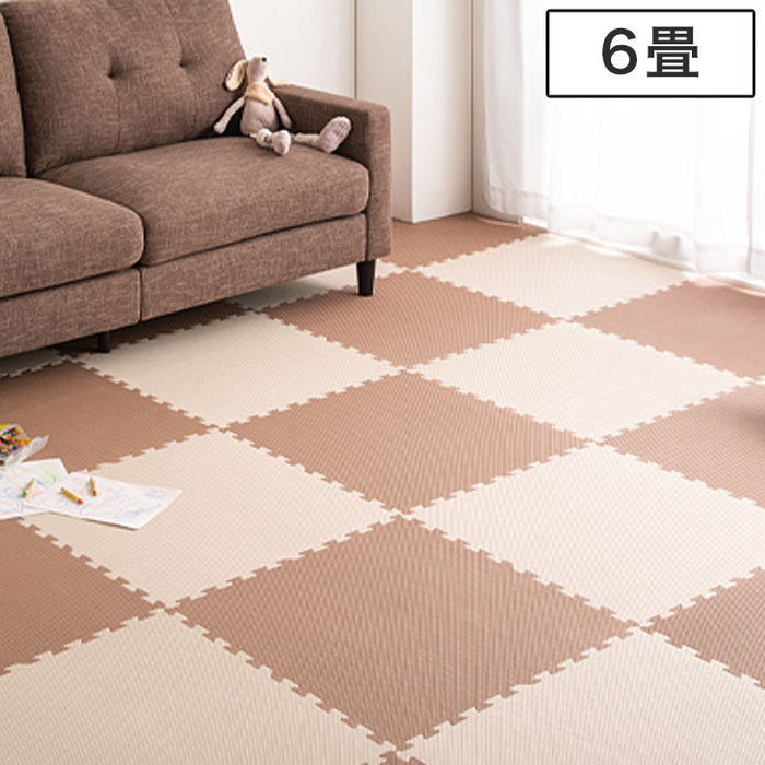 【アウトレット 在庫限り品】6畳 ジョイントマット 32枚 大判59cm 防音 抗菌 防臭 モカ×ベージュ〔1870000131・out2975〕