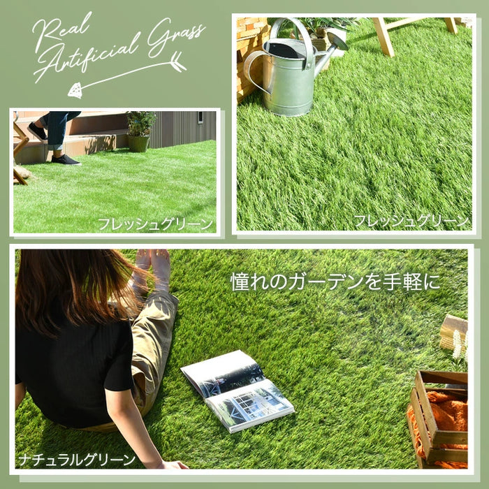 人工芝 密度2倍1mx10mロール 35mm 高耐久固定ピン付 リアル芝 diy 1m×10m] 2個セット リアル人工芝 高耐久 芝生ロール 高密度44万