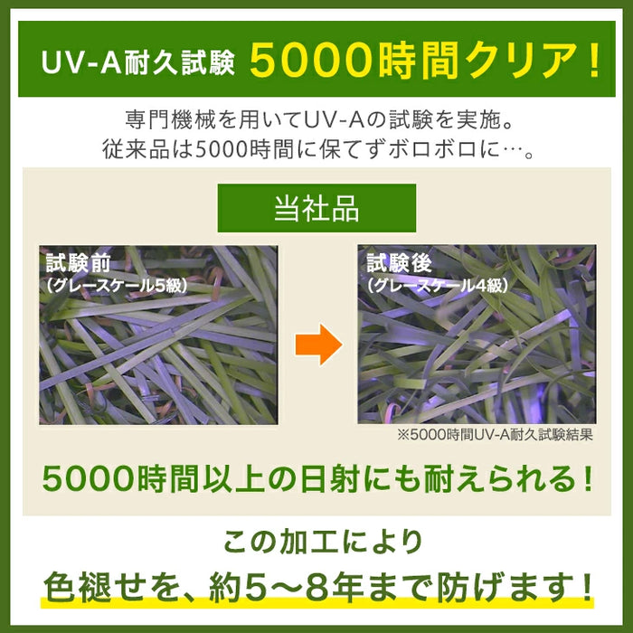 高耐久 リアル 人工芝 芝生 2m×10m 毛足20mm U字ピン48本付【超大型商品】〔50900033〕